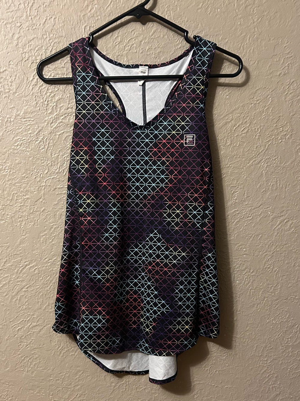 Fila Women's Black Tank Top with Multicolor Geometric Print